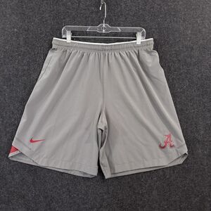 Nike Men's Gray Athletic Shorts with Red Accents